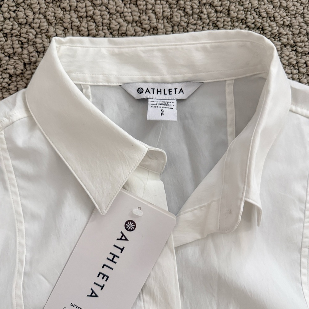 Athleta Womens NWT S Crisp White Collared Shirt - Picture 2 of 11